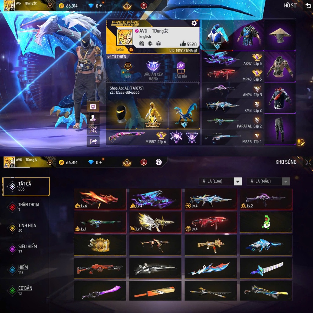 Tài khoản Free Fire 2M 5M #FA1075